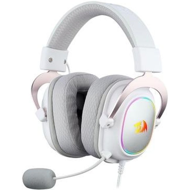 Headset Gamer Redragon Zeus X RGB, Surround 7.1, Driver de 53mm, USB, Microfone com Redução de Ruído, Branco com Rosê - H510WR-RGB