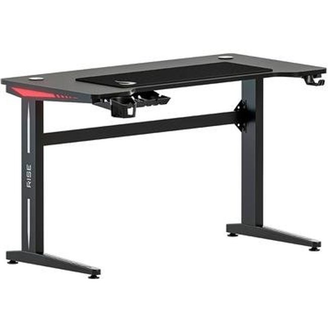 Mesa Gamer RGB Rise Mode, Desk 07, Suporte para Copos, Suporte para Headset, Preto - RM-TB-07-BK