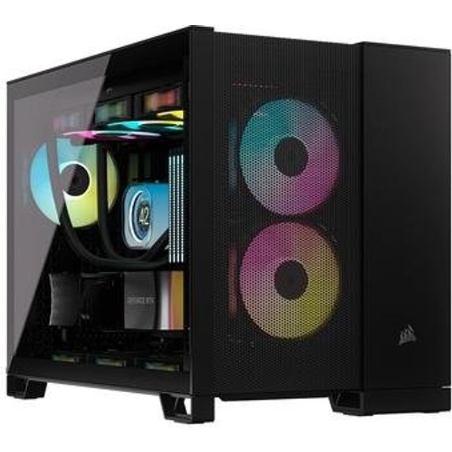 Gabinete Gamer Corsair 2500D, Mini-Tower, M-ATX, Lateral em Vidro Temperado, Sem FANs, Preto - CC-9011263-WW