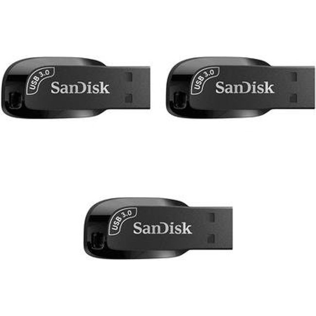 Kit 3 Pen Drives 64GB SanDisk Ultra Shift, USB 3.0, Preto - SDCZ410-064G-G46