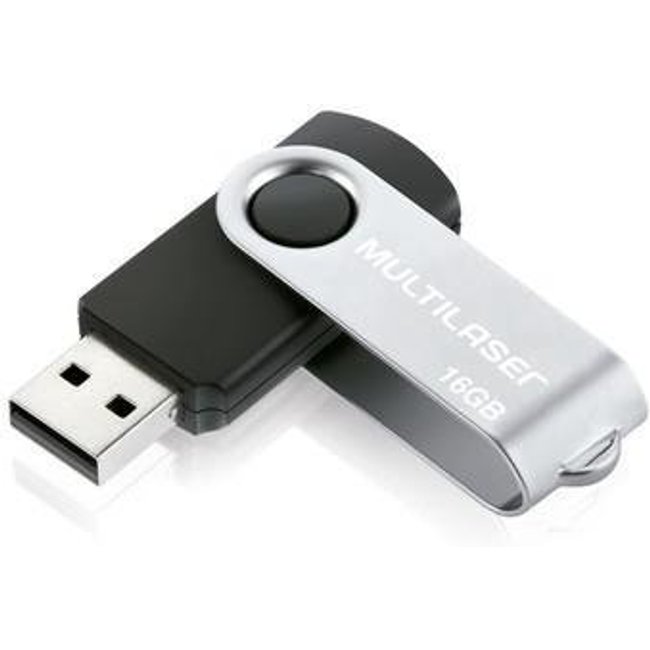 Pen Drive 16GB Multi Twist, USB 2.0, Preto e Prata - PD588