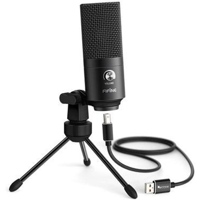 Microfone Condensador Fifine, Cardióide, USB, Preto - K680