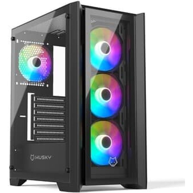 Gabinete Gamer Husky Dome 100, Mid Tower, ATX, Lateral e Frontal em Vidro, Sem FANs, Preto - HGN100PT