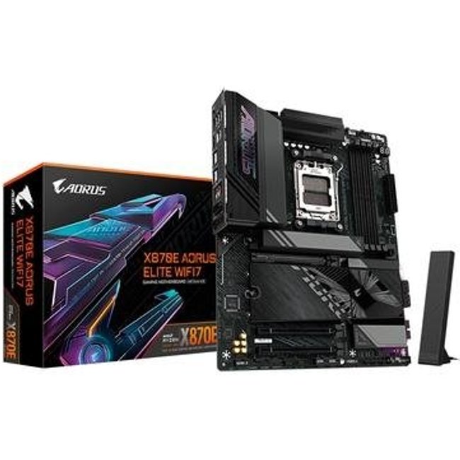 Placa-Mãe Gigabyte X870E AORUS ELITE WIFI7, AMD AM5, ATX, DDR5, LED RGB, Bluetooth, Wi-Fi 7, Preto - X870E A ELITE WIFI7