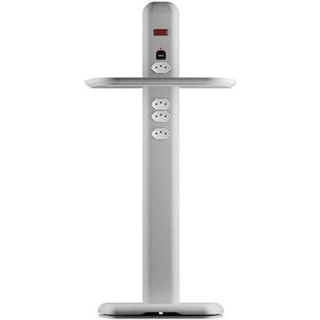 Extensão Torre OCTOO Totem Elétrico com 4 Tomadas, USB e USB-C, Bandeja de apoio, Prata - 10169