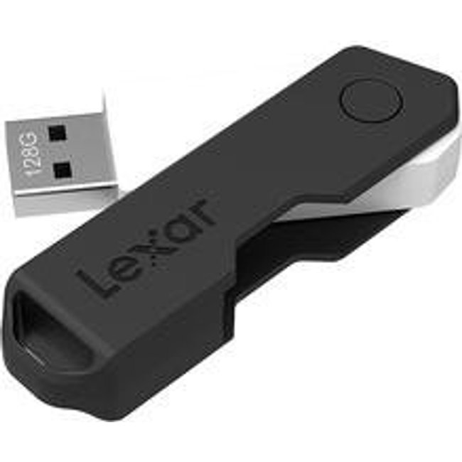 Pen Drive Lexar JumpDrive TwistTurn2 128GB, Flash Drive, USB 2.0, Preto e Branco- LJDTT2-128ABNABK