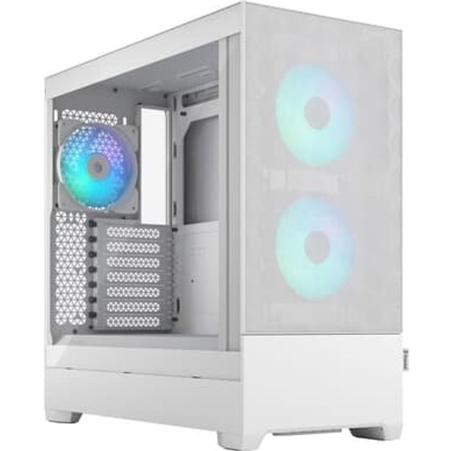 Gabinete Gamer Fractal Design Pop Air RGB, Mid Tower, ATX, Lateral em Vidro, TG Clear, Branco - FD-C-POR1A-01