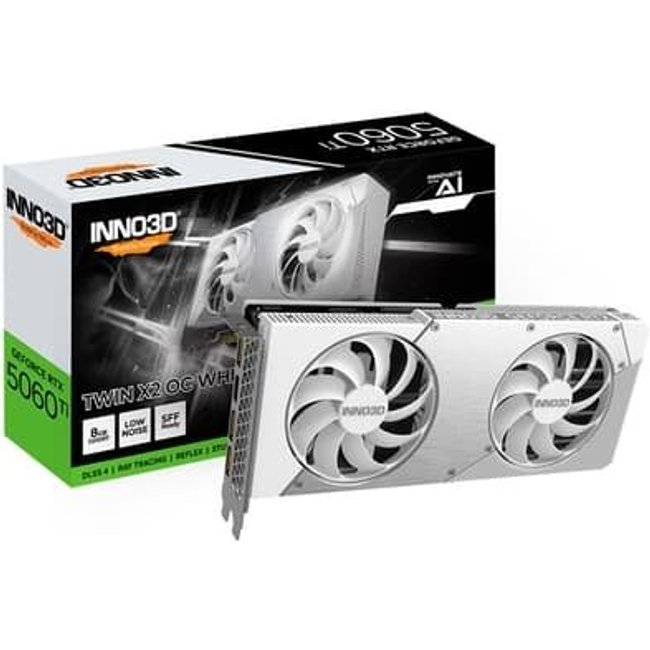 Placa de Video Inno3D RTX 5060 Ti Twin X2 OC White Geforce Nvidia, 8Gb 128bits, DLSS 4 - N506T2-08D7X-193075W