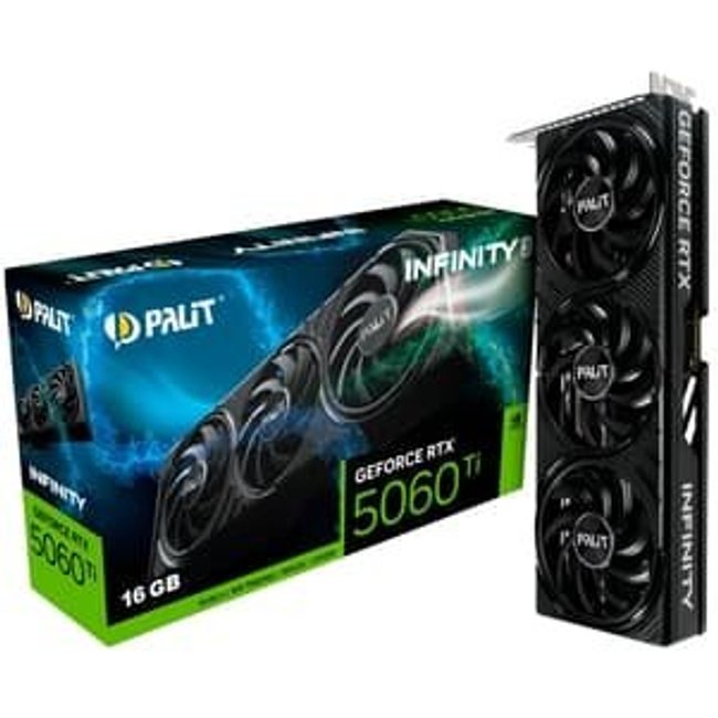 Placa de Vídeo Palit GeForce RTX5060Ti INFINITY 3 NVIDIA GeForce, 16GB GDDR7, 128bit, FP4 e DLSS 4, Ray Tracing - NE7506T019T1-GB2061S