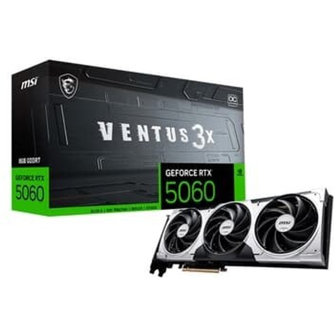 Placa de Vídeo MSI RTX 5060 8G VENTUS 3X OC NVIDIA Geforce, 8GB, GDDR7, 128bits, DLSS 4, Triple Fan, OpenGL 4.6 - Geforce RTX 5060 8G VENTUS 3X OC
