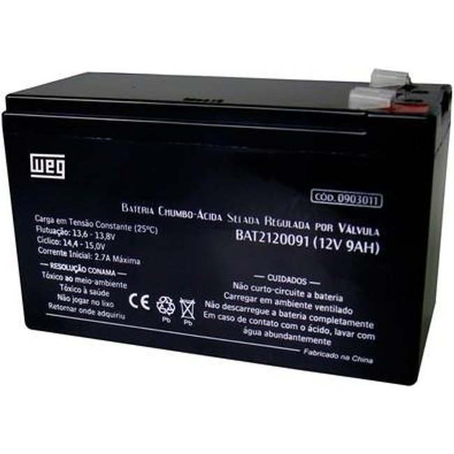 Bateria WEG Selada - VRLA 12V/9AH (TERM. 1/4´) 13714063