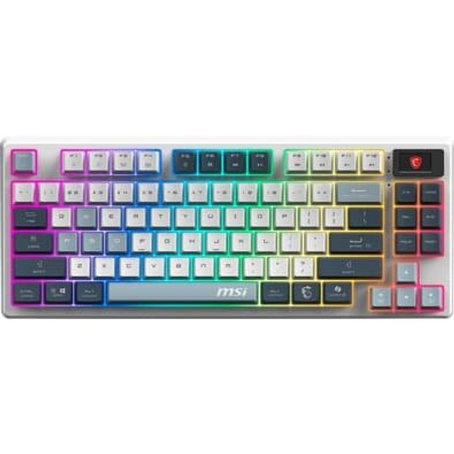 Teclado Mecânico Gamer Sem Fio MSI Forge GK600 TKL SKY, RGB, Switch Linear, USB 2.0,Bluetooth, US, Preto - STRIKE600