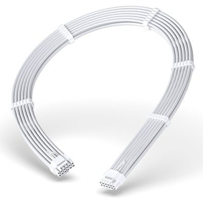 Cabo Extensor de Fonte Rise Mode Sleeved 12VHPWR, PCIE 5.0 16pin (12+4), 60cm, Branco - RM-SL-02-12VHPWR-FW