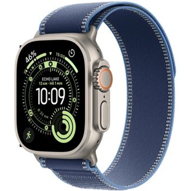 Apple Watch Ultra 3 GPS + Cellular, Caixa Natural de Titânio de 49 mm, Pulseira loop Trail Azul/Azul-Brilhante, M/G - MEWU4BE/A