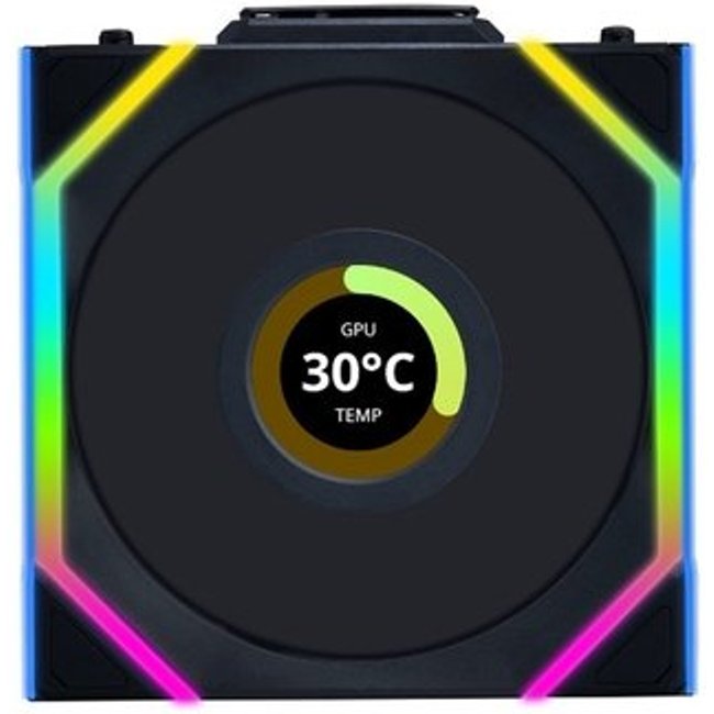 Ventoinha Lian Li UNI FAN SL LCD, 120mm, ARGB, Reverse Blade, Preta - 12RSLLCD1W1B