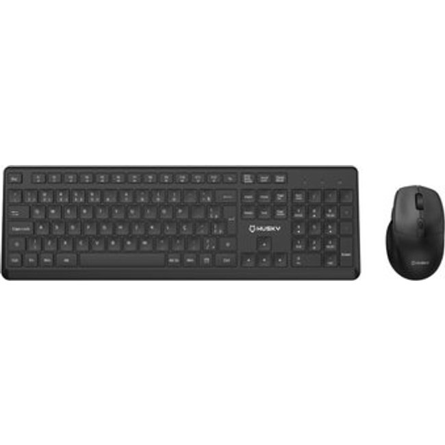 Kit Teclado e Mouse Office Sem Fio Husky Duo Vero 400, Clique Silencioso, Botões Laterais, ABNT2, Full Size, 2.4GHz, Preto - HCO230PT