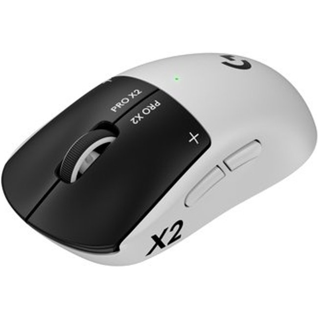 Mouse Gamer Sem Fio Logitech G PRO X2 SUPERSTRIKE LIGHTSPEED, 61g, Cliques Táteis Personalizáveis, USB-C, Preto e Branco - 910-007775