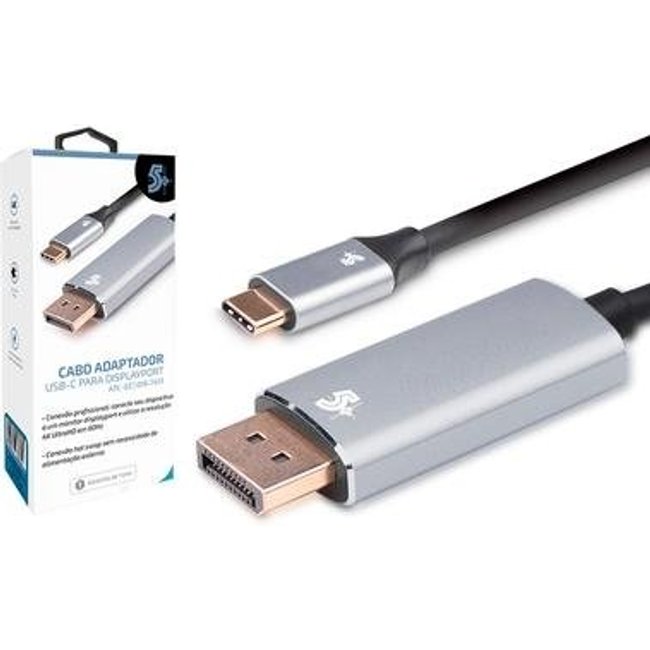 Adaptador USB-C para Displayport, 5+, Alumínio - 018-7451