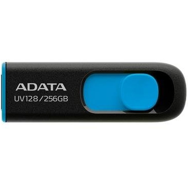 Pen Drive 256GB Adata AUV128, USB 3.2, Preto e Azul - AUV128-256G-RBE