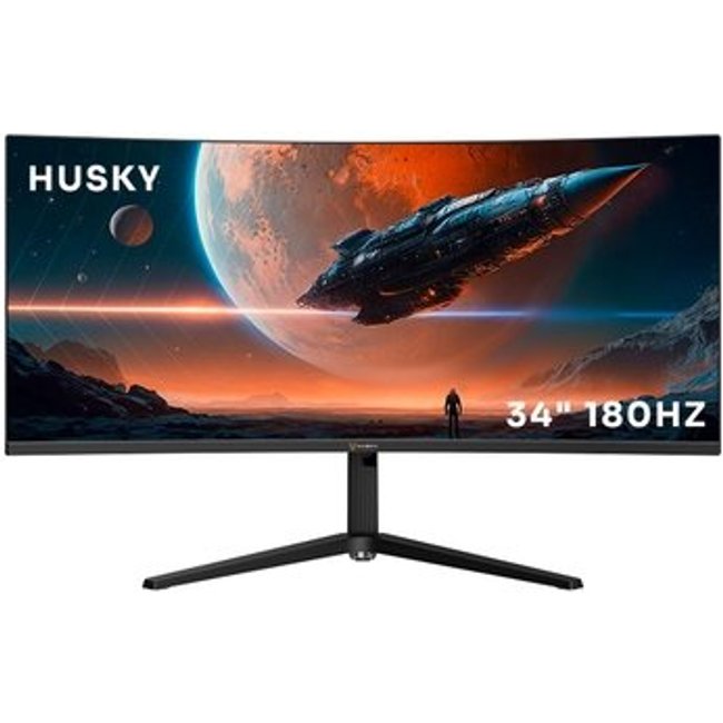 Monitor Gamer Curvo Husky Tempest 34", Ultrawide, 180Hz, QHD, 1ms, DisplayPort e HDMI, Adaptive Sync, 99% sRGB, Preto - HGMT005