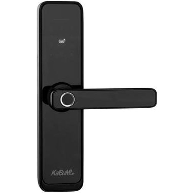 Fechadura Digital KaBuM! smart 500 - Biometria, controle via aplicativo, Vidro Preto (Com maçaneta) - KBSG001