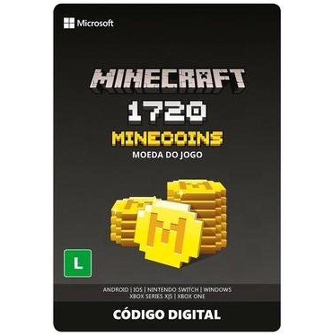 Gift Card Moeda para Jogo Minecraft Minecoins: 1720 Coins - Produto Digital