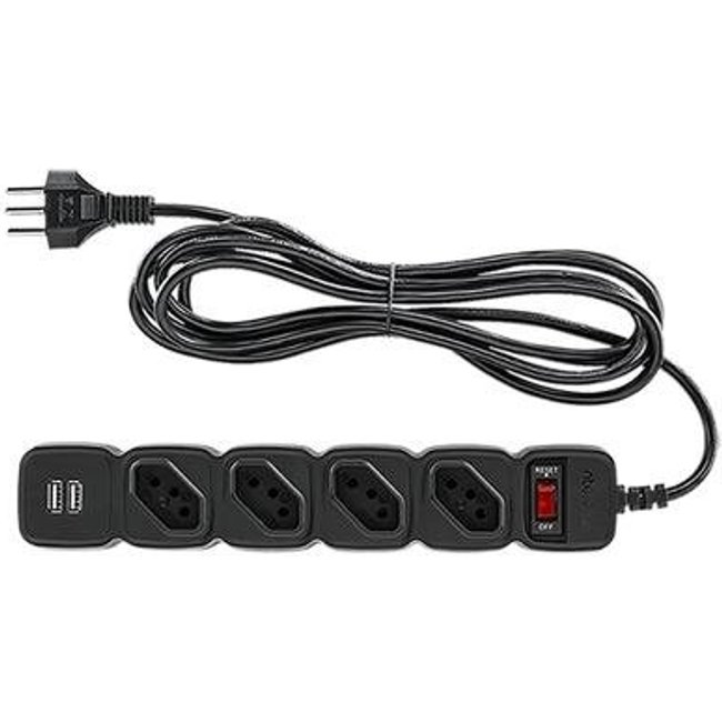 Protetor Eletrônico Intelbras EPE 204 USB, com 4 Tomadas e 2x USB, Preto - 4824205