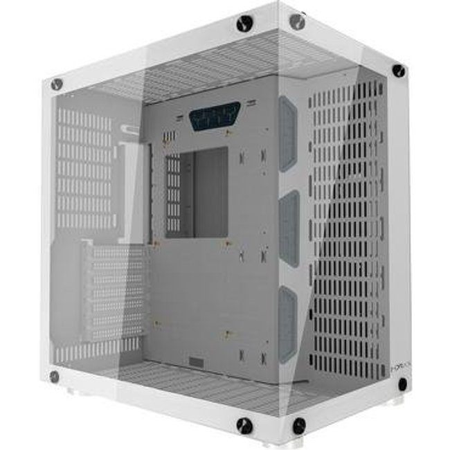 Gabinete Gamer Hyrax HGB700, ATX, Mid Tower, Frontal e Lateral em Vidro Temperado, Sem FANs, Branco - HGB700W