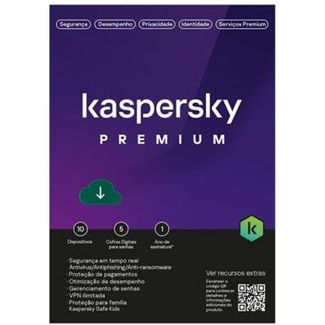 Kaspersky Antivirus Premium 10 Dispositivos 1 Ano, Digital para Download - KL1047KDKFS