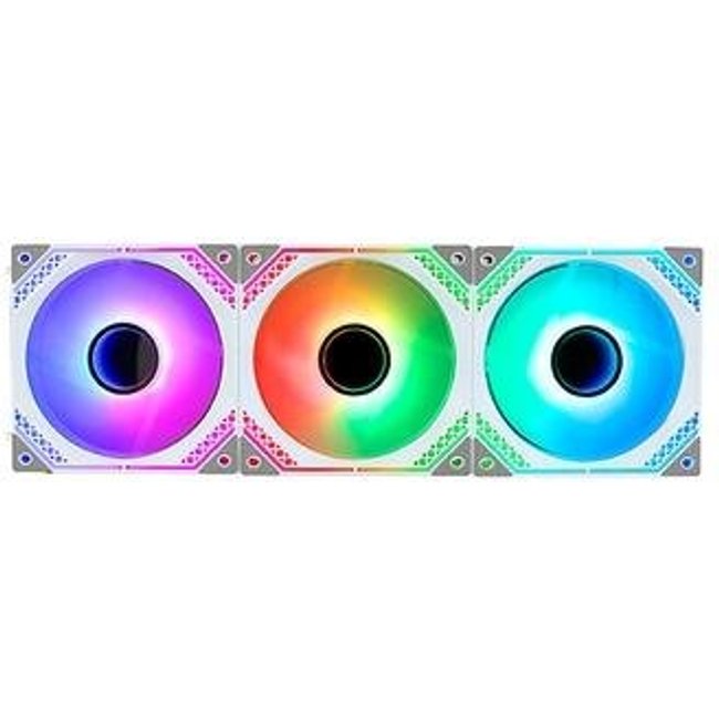 Kit Com 3 Ventoinhas Rise Mode Magneto, 120mm, ARGB, Branco - RM-MA-02-ARGB