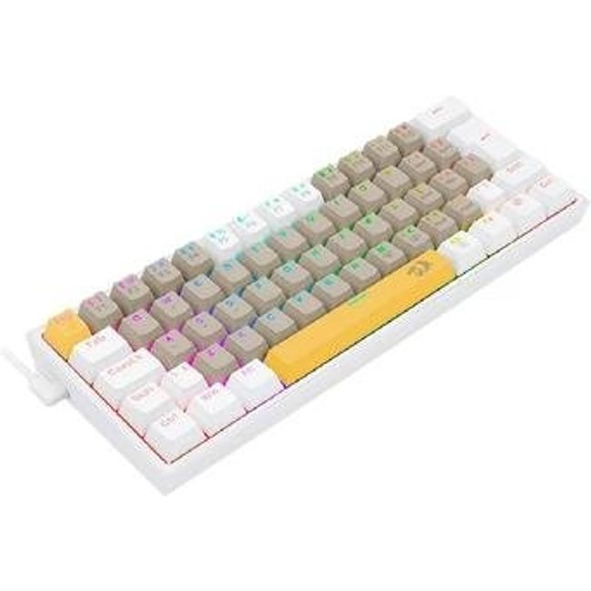 Teclado Mecânico Gamer Redragon Fizz, RGB, Switch Brown, Layout 60%, USB, ABNT2, Amarelo, Cinza e Branco - K617RGB-YLEGYEWT (PT-BROWN)