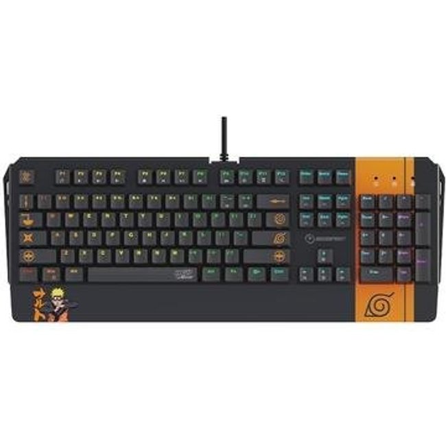 Teclado Mecânico Gamer Checkpoint KX-500, RGB, Switch Red, Anti-Ghosting, Leaf Ninja Full Naruto, Preto e Laranja - NA-KB-1001