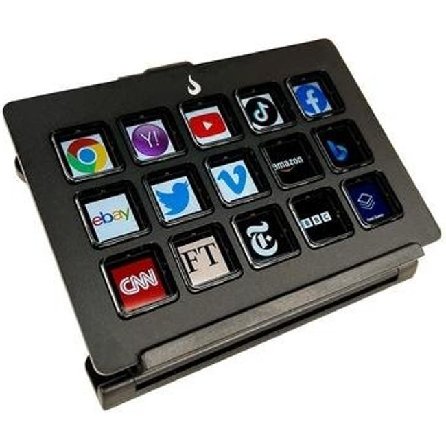 Mesa Controladora Rise Mode Streaming Vision 02 Alumínio, 15 Teclas LCD, USB C, Preto - RM-MC-02-B