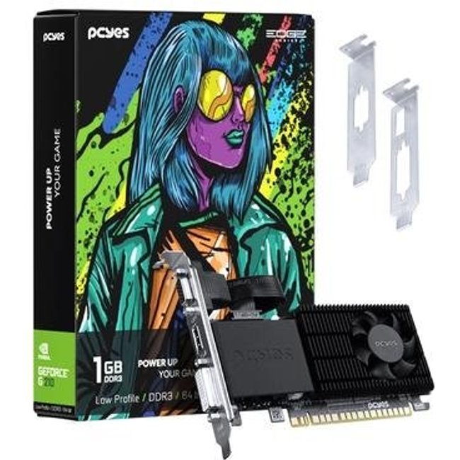 Placa de Vídeo G210 PCYes Projeto Edge Low Profile NVIDIA GeForce, 1GB DDR3 - PPE210DR3SFBR