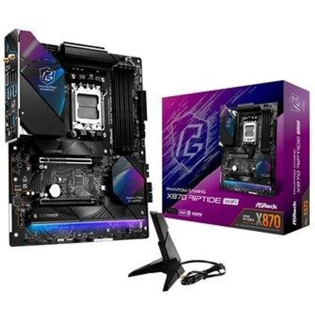 Placa-Mãe ASRock X870 Riptide, AMD, AM5, ATX, WiFi, DDR5, Preto - 90-MXBQC