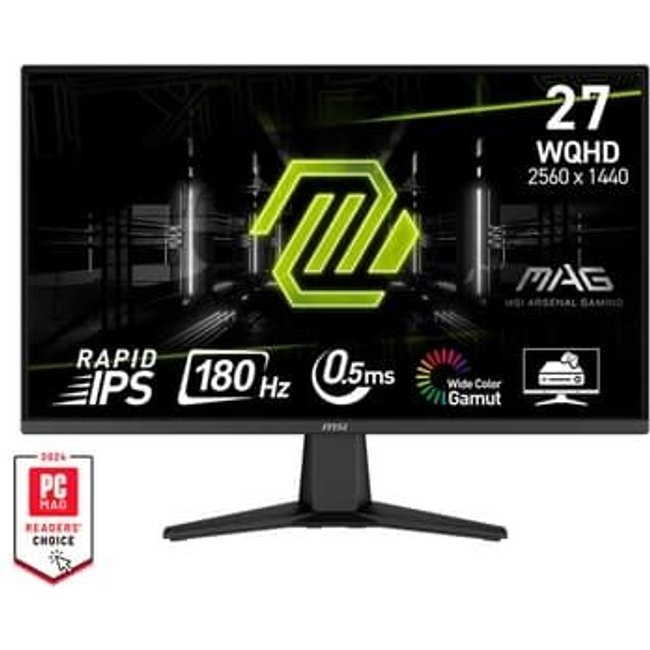 Monitor Gamer MSI MAG 27", QHD, 180Hz, 0.5ms, IPS, HDR, DP e HDMI, Preto - 275QF