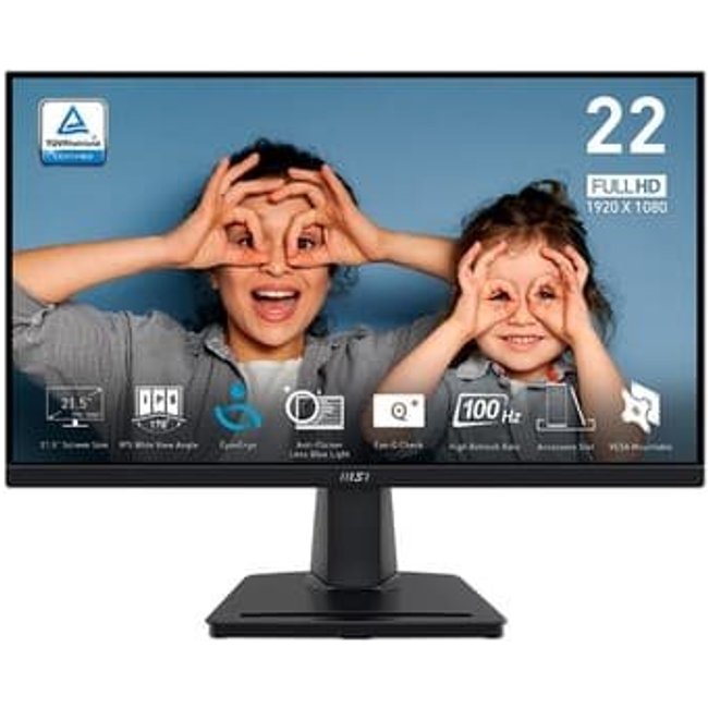 Monitor MSI PRO 22", FHD, 100Hz, 1ms, IPS, HDMI e VGA, Preto - MP225