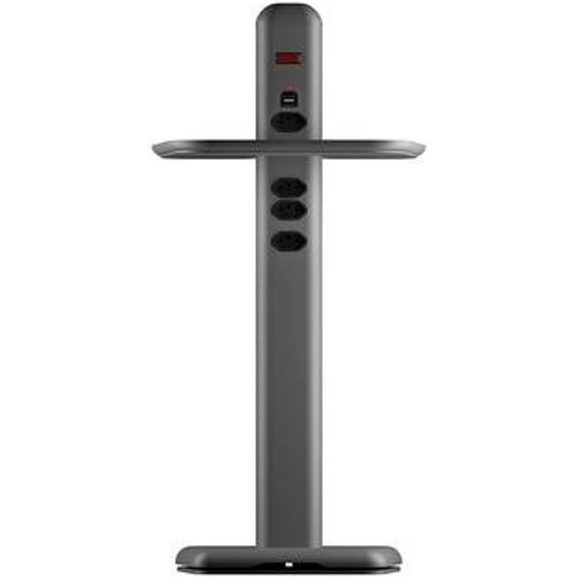 Extensão Torre OCTOO Totem Elétrico com 4 Tomadas, USB e USB-C, Bandeja de apoio, Titânio - 10168