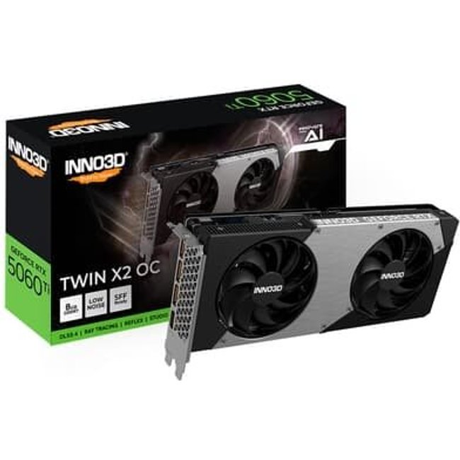 Placa de Video Inno3D RTX 5060 Ti Twin X2 OC Geforce Nvidia, 8Gb 128bits, DLSS 4 - N506T2-08D7X-193075N