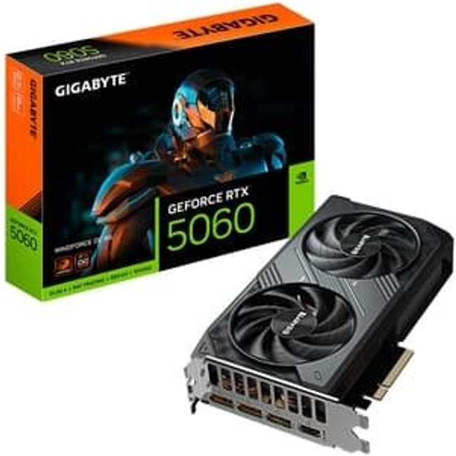 Placa de Vídeo Gigabyte RTX 5060 WINDFORCE OC 8G NVIDIA GeForce, 8GB GDDR7, 128bits, DLSS, Ray Tracing - GV-N5060WF2OC-8GD