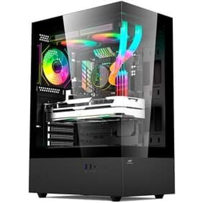 Gabinete Gamer C3Tech Aquarius, Mid Tower, Lateral em Vidro, Sem FANs, Preto - MT-G860BK