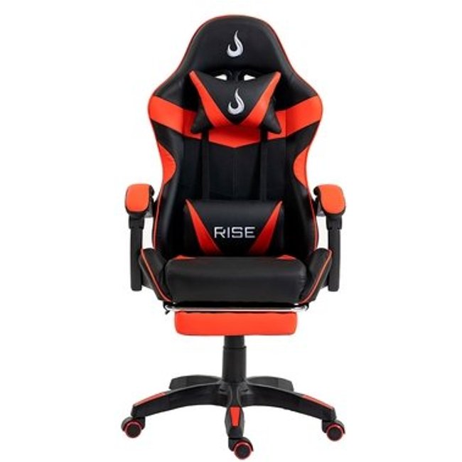 Cadeira Gamer Rise Mode X06, Ângulo Ajustável, Apoio Para os Pés Retrátil, Preto e Vermelho - RM-CG-X06-BR
