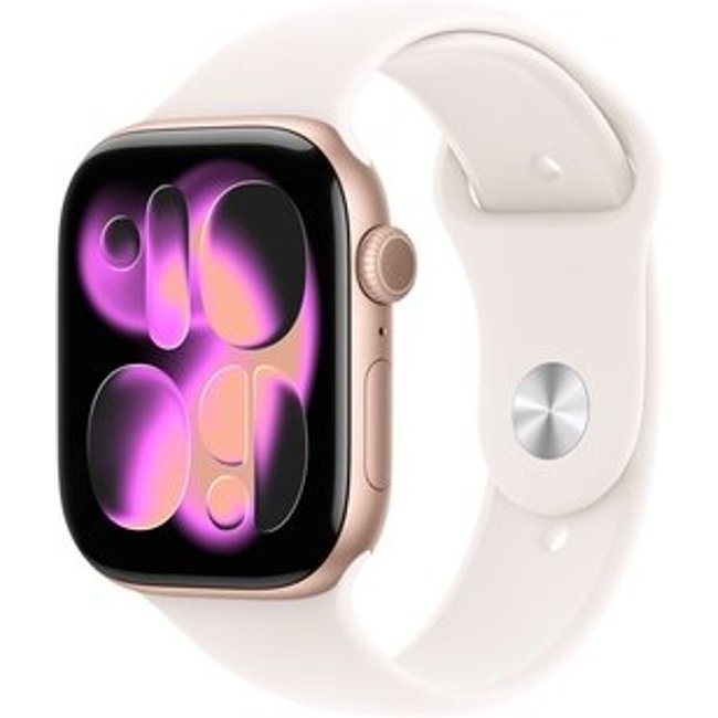 Apple Watch Series 11 GPS, Caixa Cor de Ouro Rosa de Alumínio de 46 mm, Pulseira Esportiva Blush-clara, Tamanho P/M - MEV64AM/A
