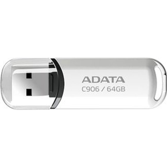 Pen Drive 64GB ADATA Classic C906, USB 2.0, Branco - AC906-64G-RWH