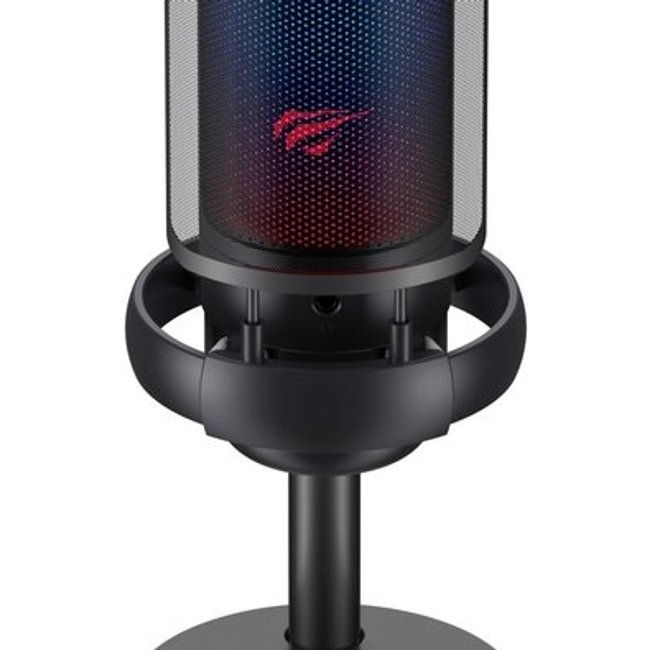 Microfone Gamer Havit GK50, RGB, Cardioide, Conexão USB-C, com Suporte, Preto - GK50 Pro Live