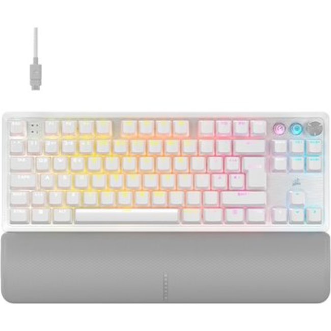 Teclado Magnético Gamer Corsair K70 PRO TKL LED RGB, Switch CORSAIR MGX, Hall Effect, Rapid Trigger, US, Branco - CH-911921G-NA
