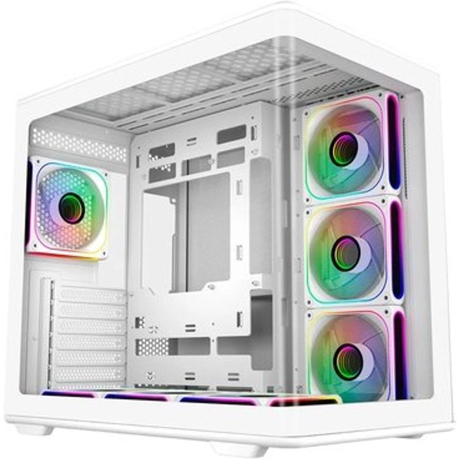 Gabinete Gamer Cooler Master Elite 600 White ARGB, Mid Tower, ATX, Lateral e Frontal em Vidro, 7x FAN ARGB, Branco - E600-WGNN-S02