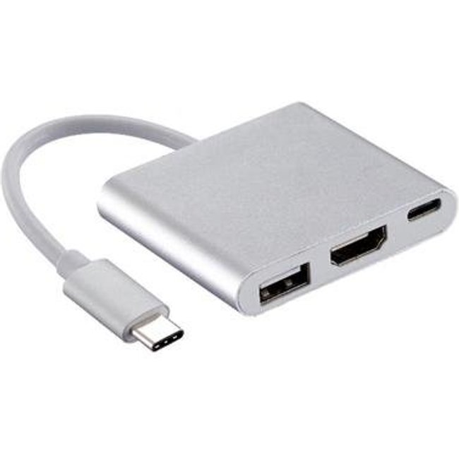 Adaptador USB-C para HDMI, USB C e USB A, MD9, Alumínio - 7750