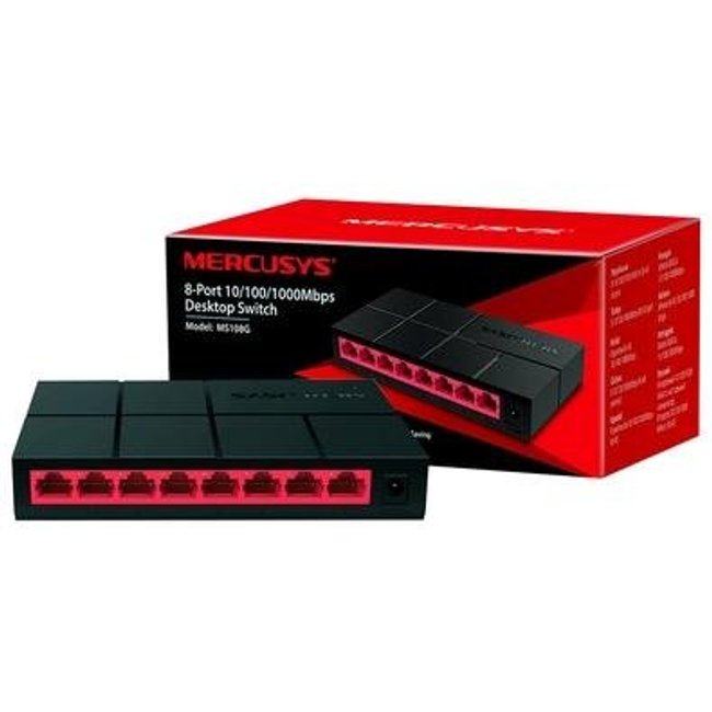 Switch Mercusys Gigabit, 10/100/1000Mbps, 8 Portas - MS108G