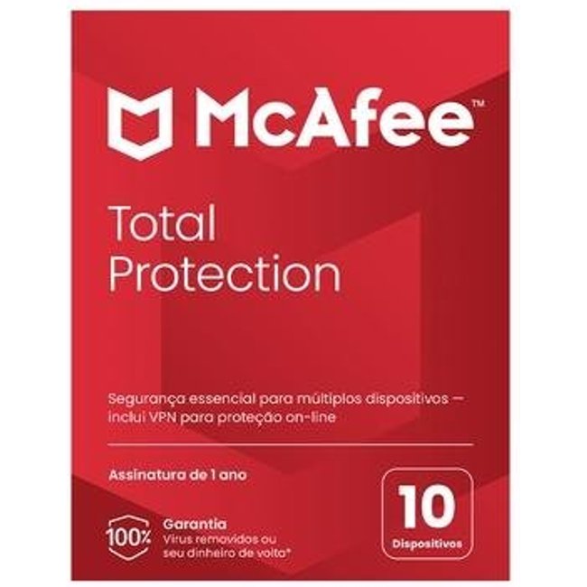 Gift Card Antivirus McAfee Proteção Total para 10 Dispositivos - 1 Ano de acesso, Digital para download